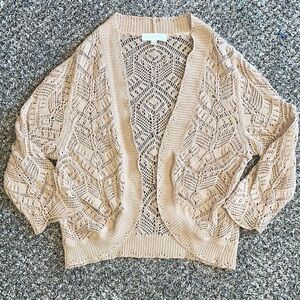 PINQUE Beige Open-Knit Cardigan Size Juniors Large